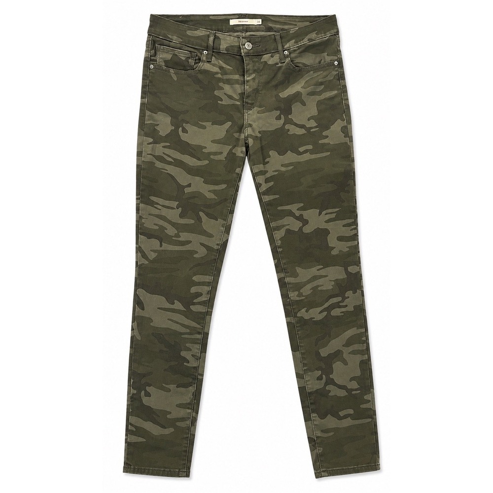 Levi's 711 Skinny Camo Jeans W31 Green Military Utility Y2K Stretch 31 Ankle